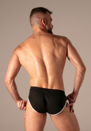 Slip hombre sexy abierto de algodón acanalado