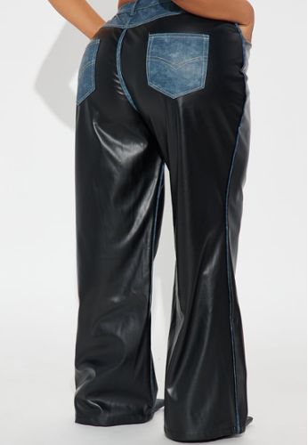 Pantaloni donna taglie forti in similpelle dal taglio dritto