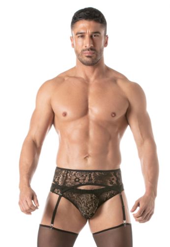 Sexy Herren-Strumpfhalter aus floraler Spitze