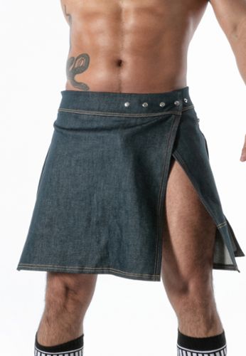Sexy Herren-Kilt aus Jeans mit Reißverschlusstasche