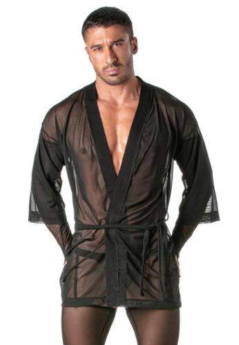 Sexy Herren-Kimono transparent aus leichtem Mesh