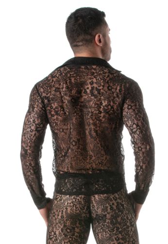 Sexy Herren-Hemd aus transparenter floraler Spitze