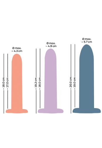Set of 3 Progressive Silicone Dildos from 4.3 to 5.7 cm