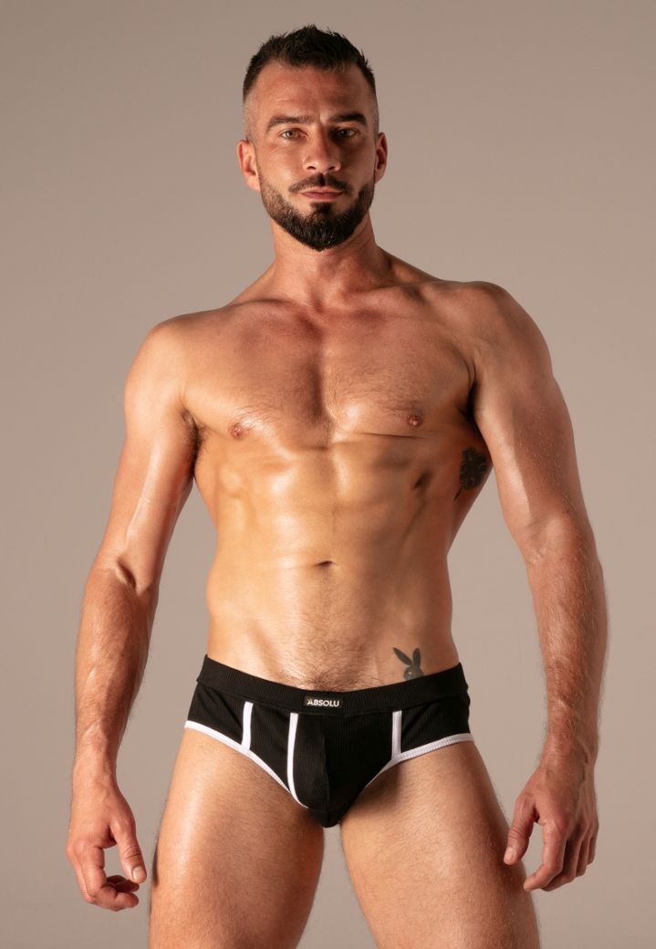 Sexy men's open brief in ribbed cotton