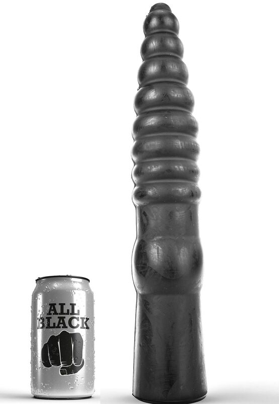 Dildo Gigante Extremo Estriado Negro