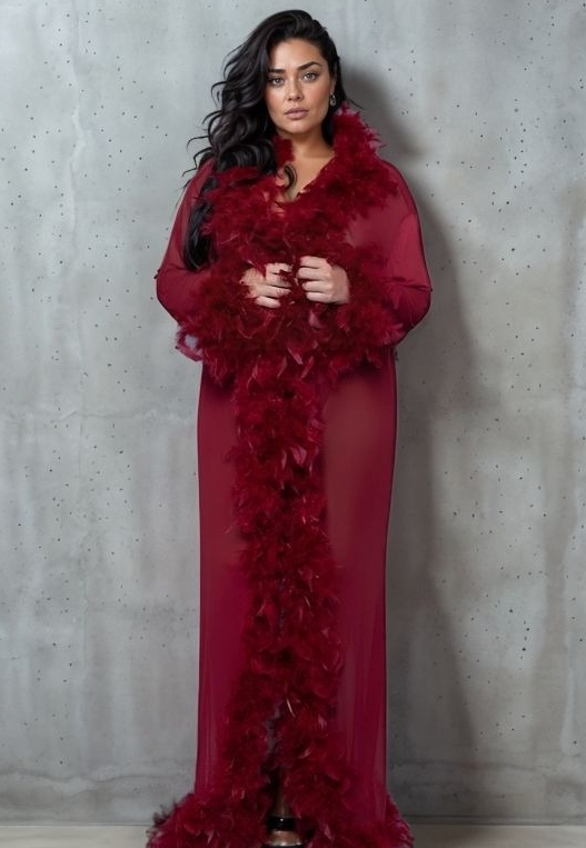 Kimono Marabu Transparent - Fetischistische Eleganz und Federn