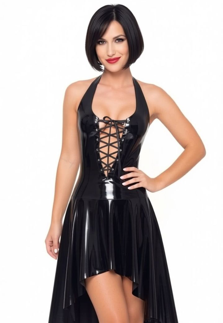 Vestido de vinil assimétrico