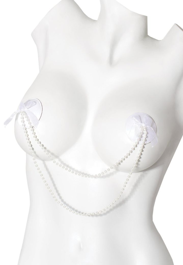 Connected Pearl Nipple Cover - Satin Elegance and Chic Glamour