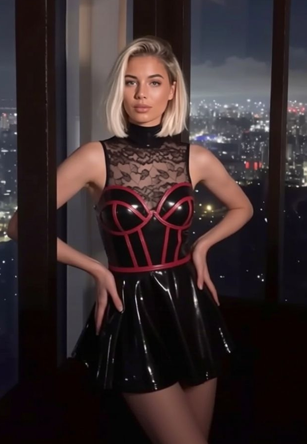 Robe Scarlett Désir - Wetlook et dentelle contrastée