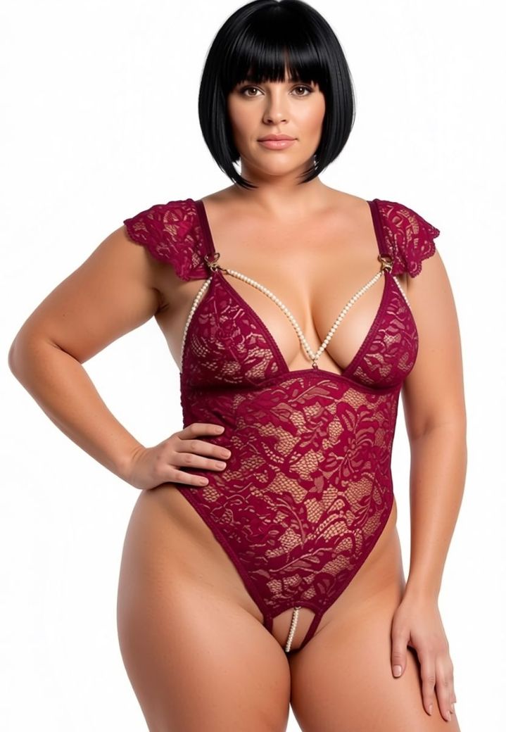 Body string ouvert : dentelle , perles amovibles et détails rose gold