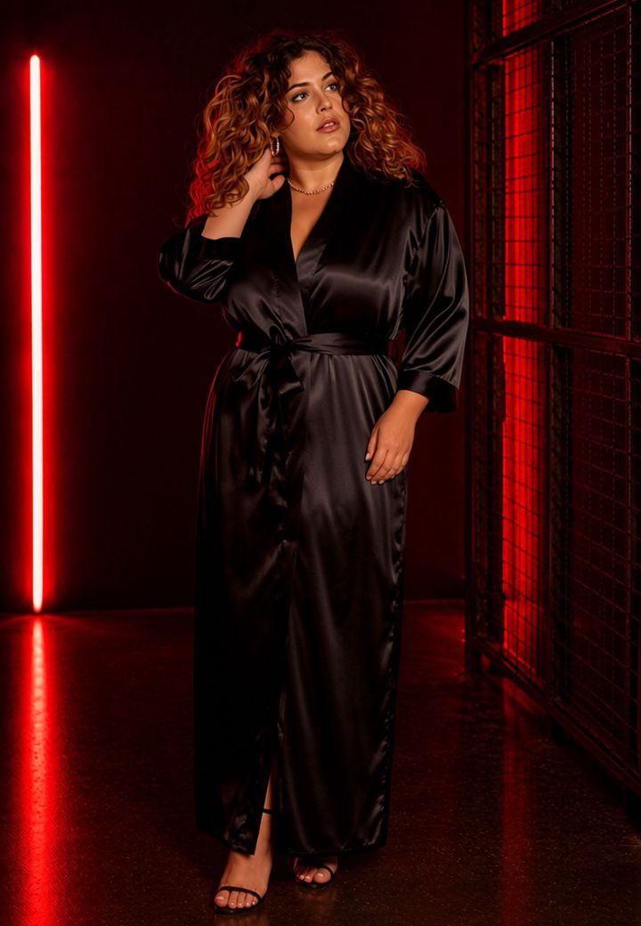 Langer Kimono aus Satin