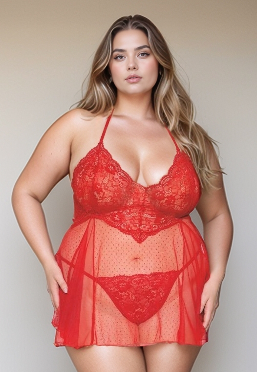 rouge Passion : Pois, encaje y nudos sensuales Picardías de rejilla