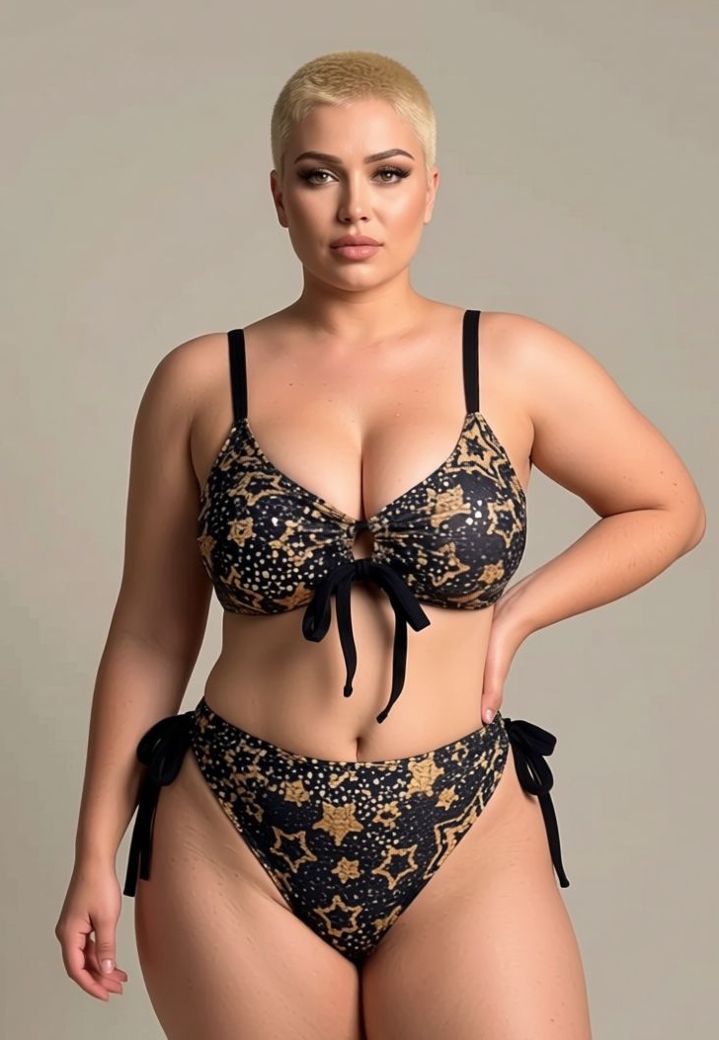 Stars Bikini, High-Waist mit Bindebändern, unwiderstehliches Dekolleté