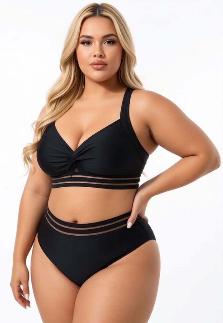 Éclipse noire: Biquíni torcido, elegância e apoio