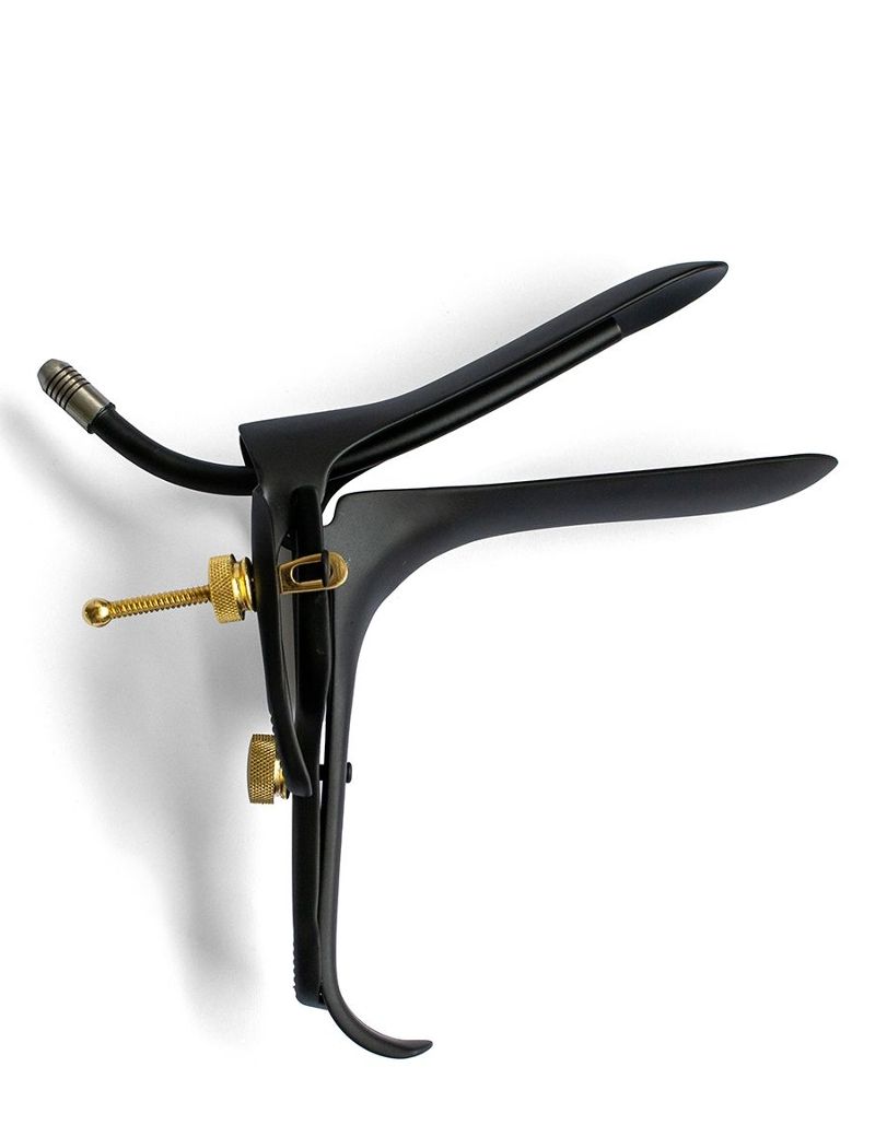 Speculum Cusco con tubo lubrificante nero/oro - Medical Play Premium