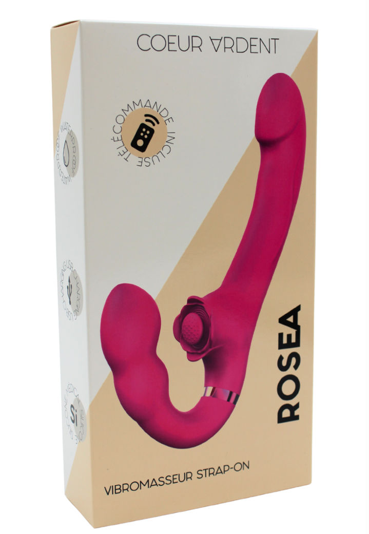 Strap-on vibrant ROSEA triple stimulation (3 moteurs, télécommande)