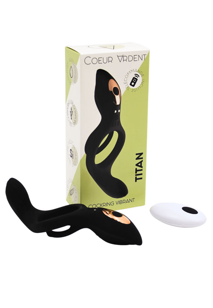 Cockring vibrant télécommandé TITAN (10 vitesses, USB)