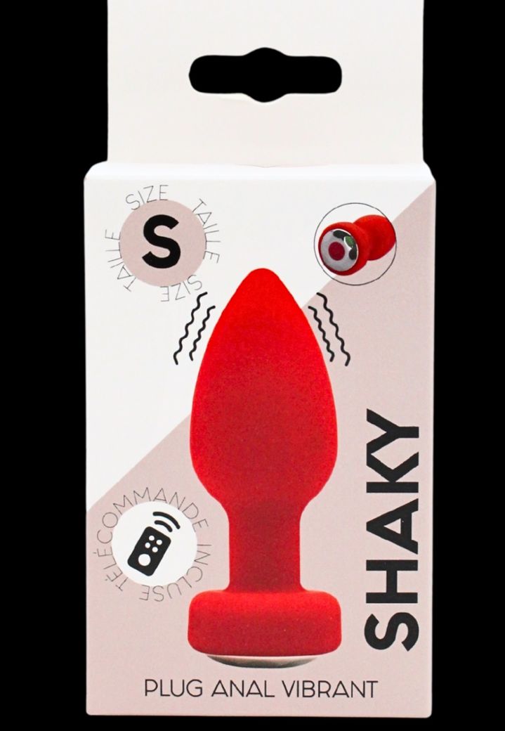 Plug anal vibrant télécommandé SHAKY rouge (10 modes)