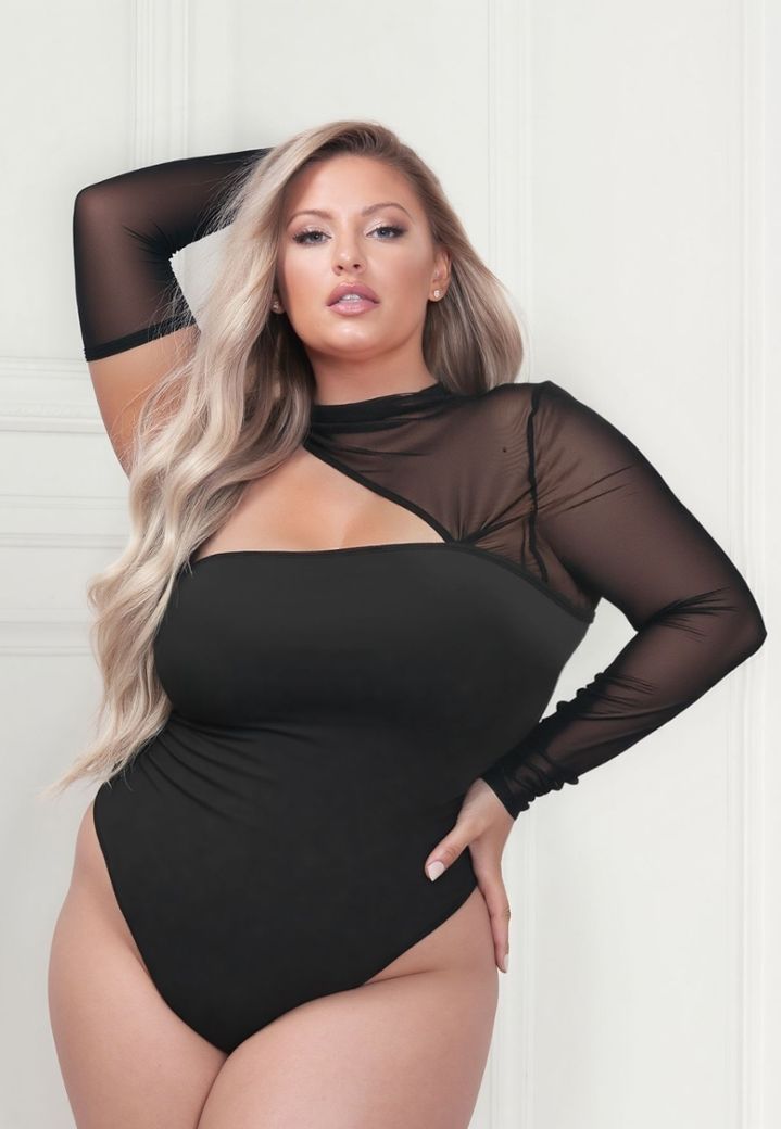 Body asimmetrico nero trasparente - Seduzione audace