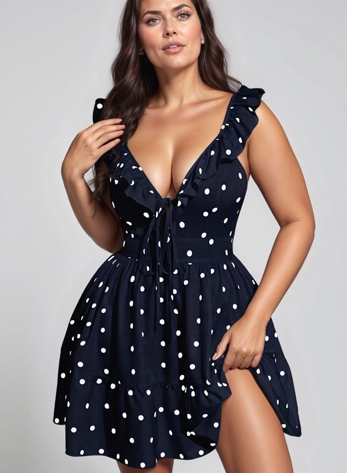 Romanticismo bohémien con questo abito a pois di chiffon