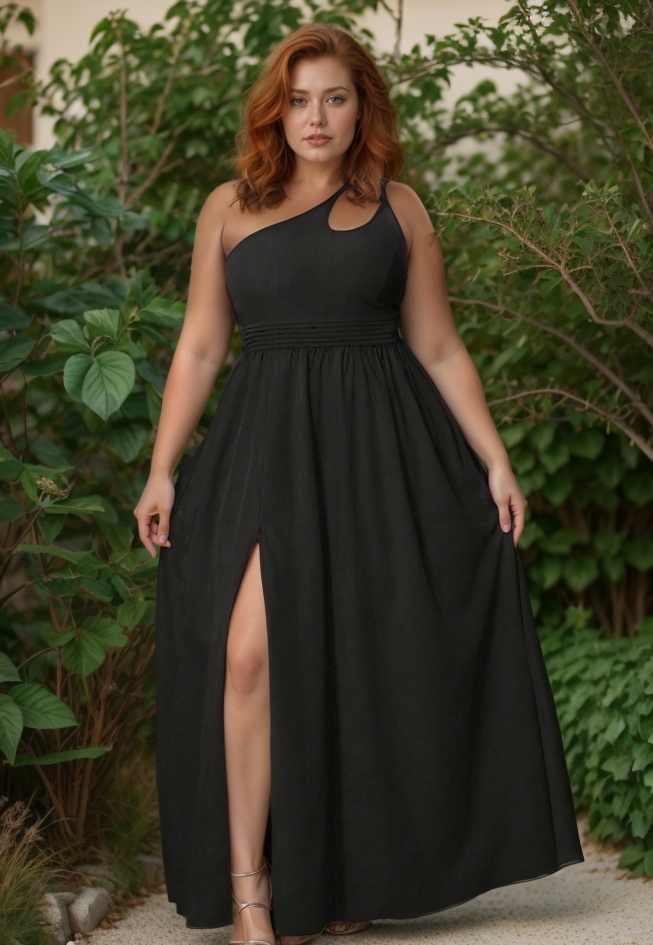 Asymmetrical Black Maxi Dress - Modern Sensuality and Sexy Slit