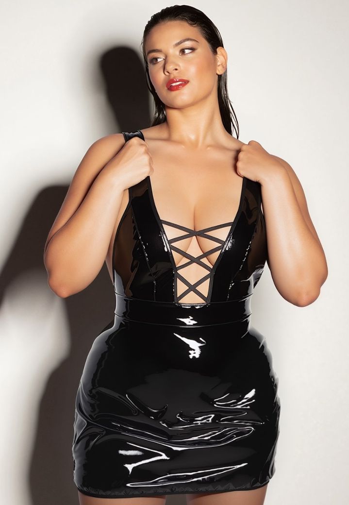 Robe Fétish Vinyl - Laçage Sensuel sur les Fesses
