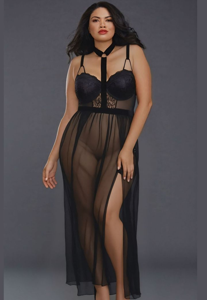 Luxurious Long Babydoll - Lace and Transparency