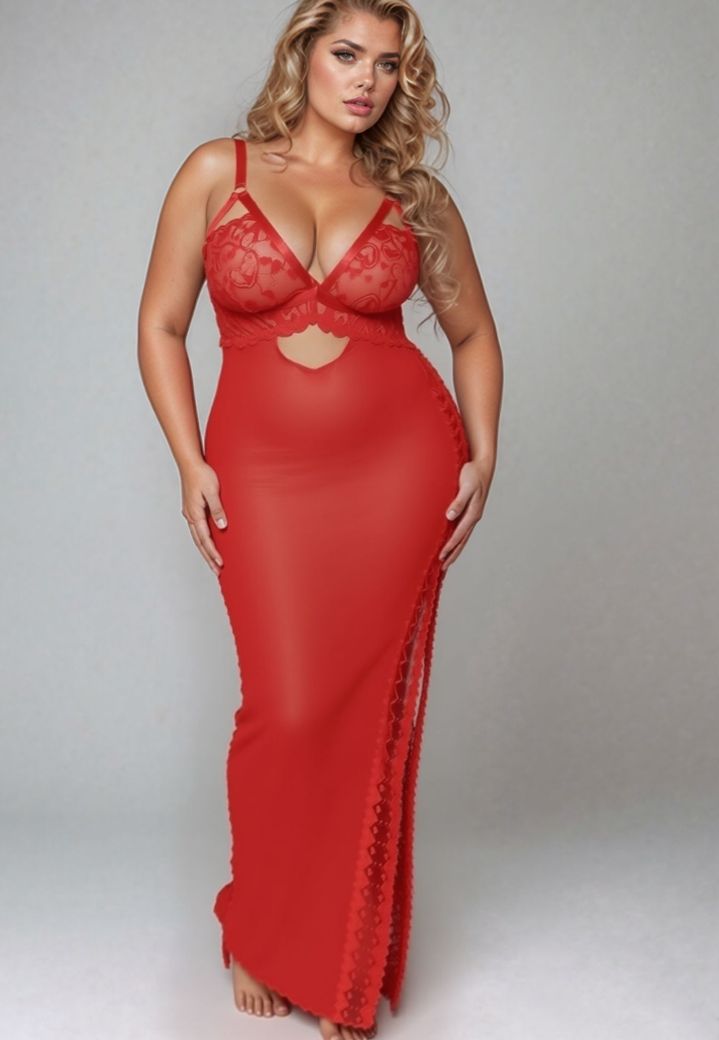 Lange Nuisette Soriana - Rood Passie Fluïde