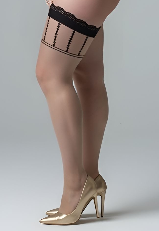 Medias Liguero Geométricas Nude - Elegancia Contrastada