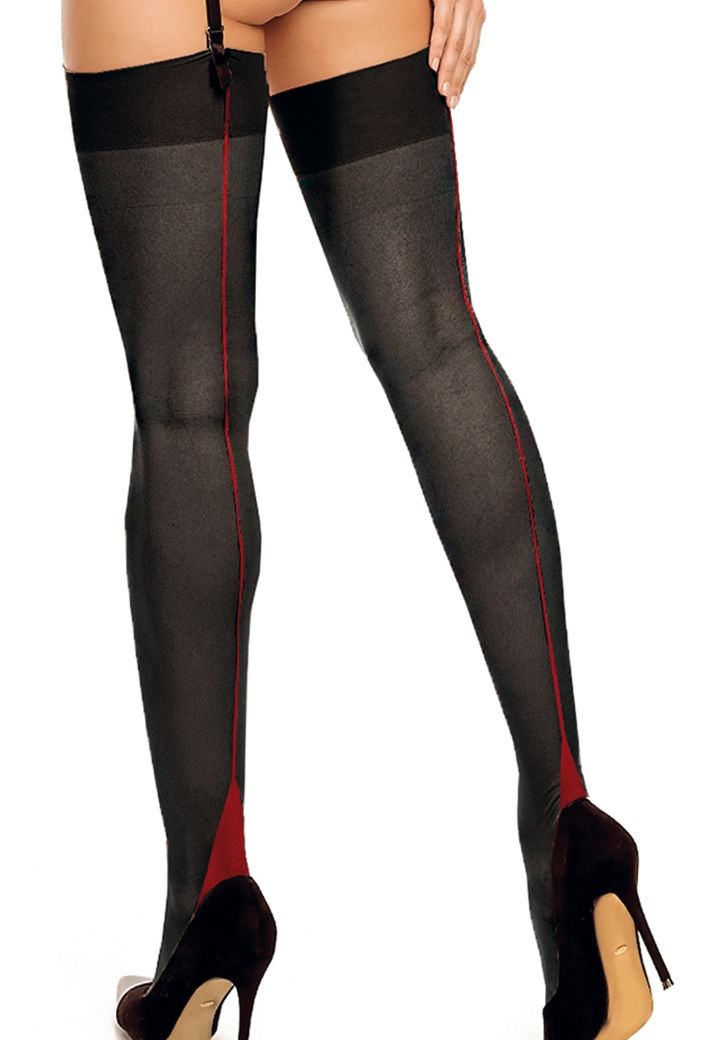 Strümpfe mit roter Naht