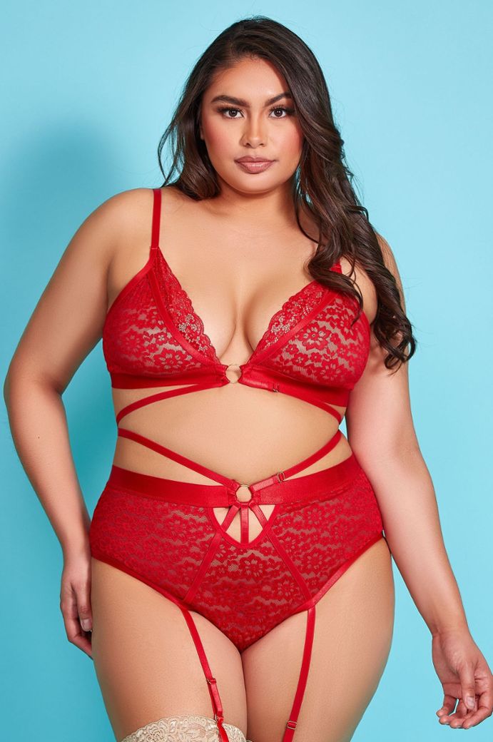 Conjunto Tentation 2: soporte, anillo dorado y braguita alta