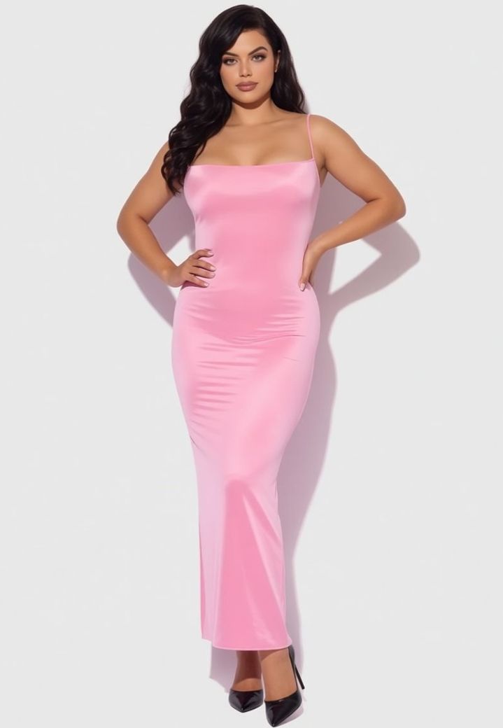 Vestido Zoe maxi preto brilhante, com decote haltere