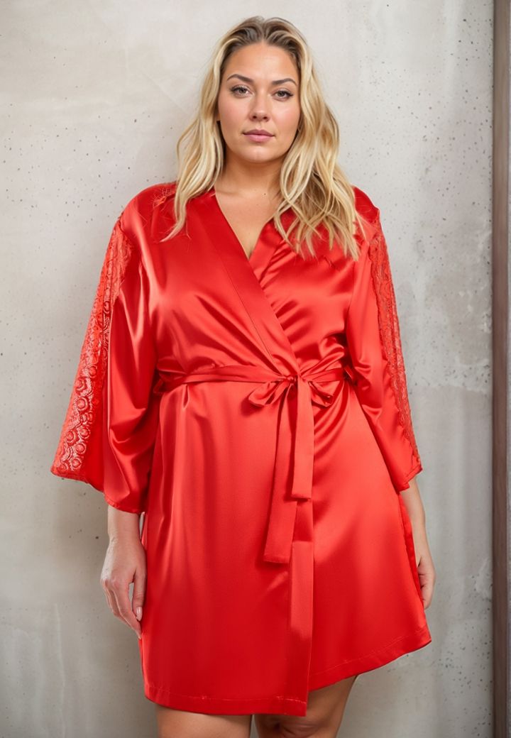 Kimono Celina Elastische Spitze und Satin