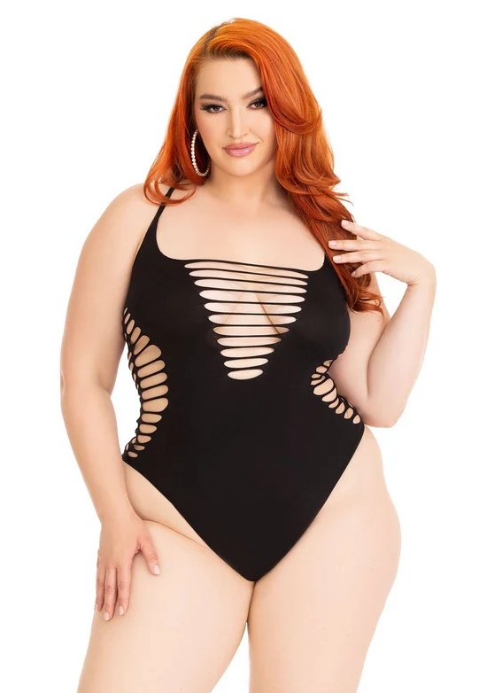 Body noir ajouré : découpes graphiques et dos ouvert