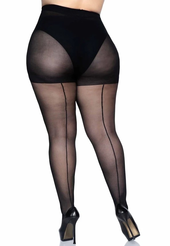 Collant couture noir transparent