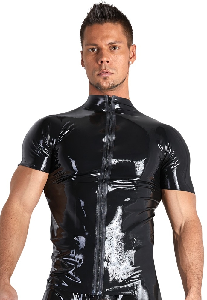 T-shirt com fecho de correr em látex natural