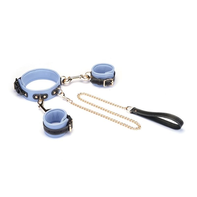 Set de collar y esposas de cuero italiano