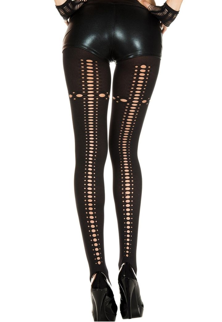 Medias Opacas Negras : Calado Trasero Seducción