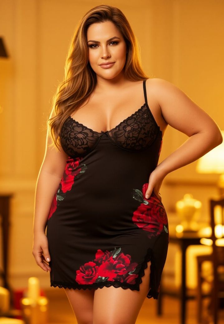 Black floral babydoll with crossed straps