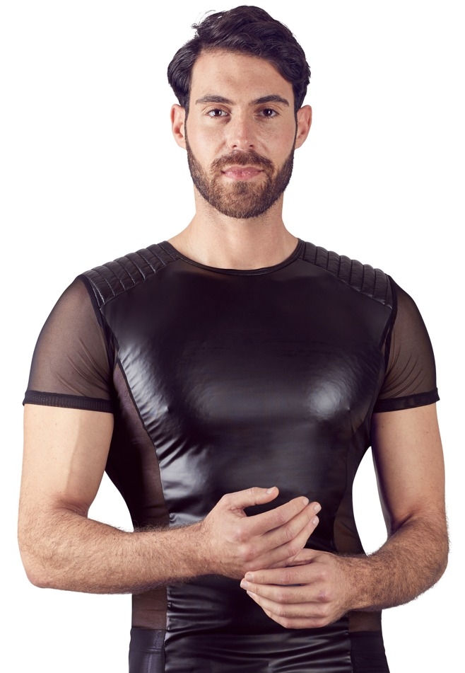 Herren-T-Shirt Tight-Fit mit gepolsterten Schultern und Powernet