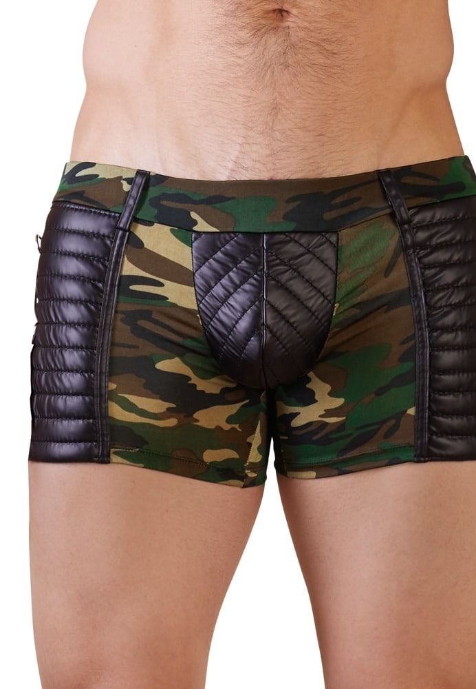 Calças de microfibra de camuflagem com inserções e anéis mate