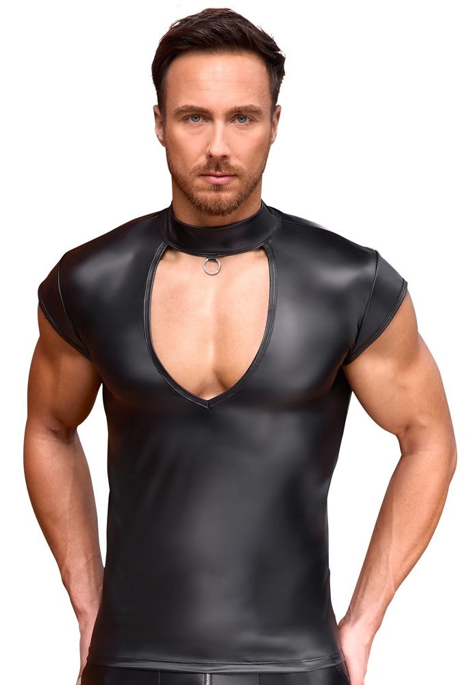 Camiseta Negra Ajustada - Escote Audaz