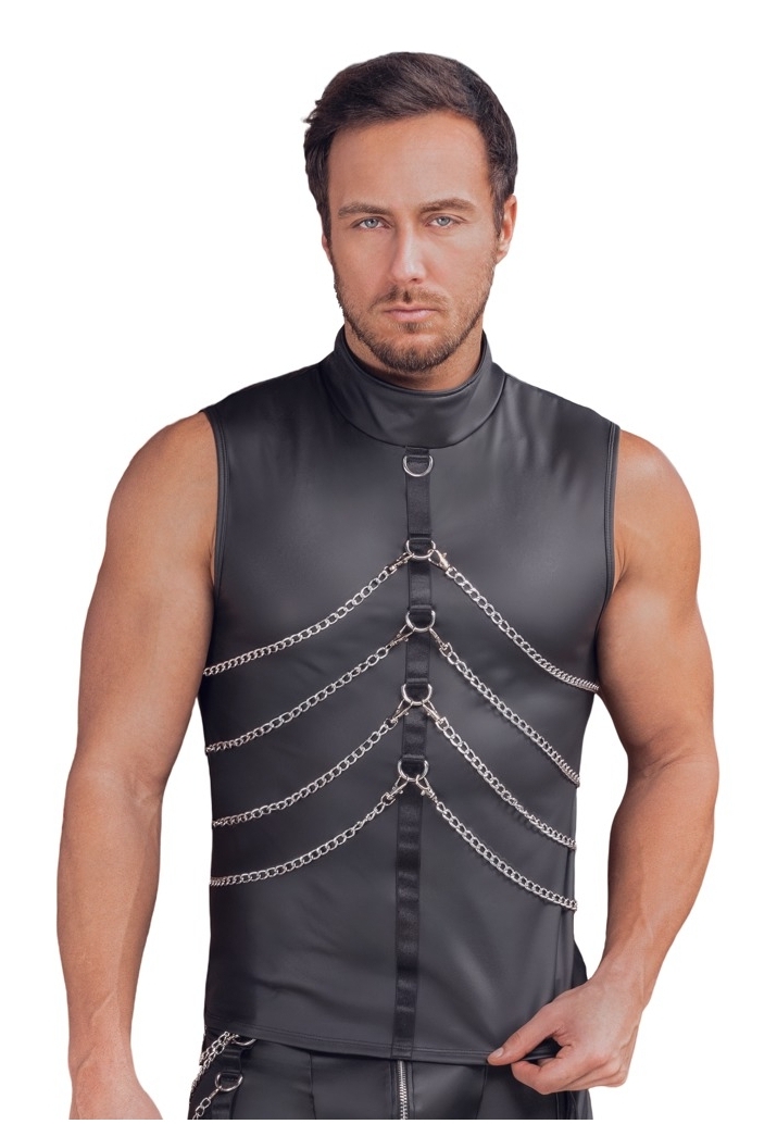 Camiseta Sin Mangas Negra Mate : Anillos y Cadenas Desmontables