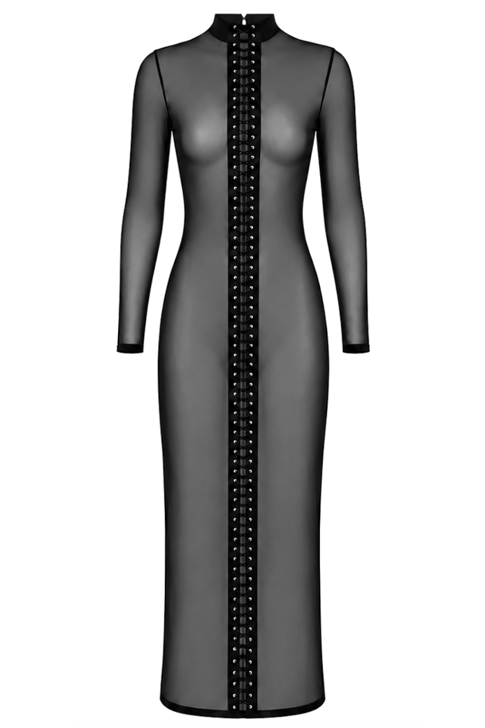 Robe fetish grande taille transparente à laçage intégral