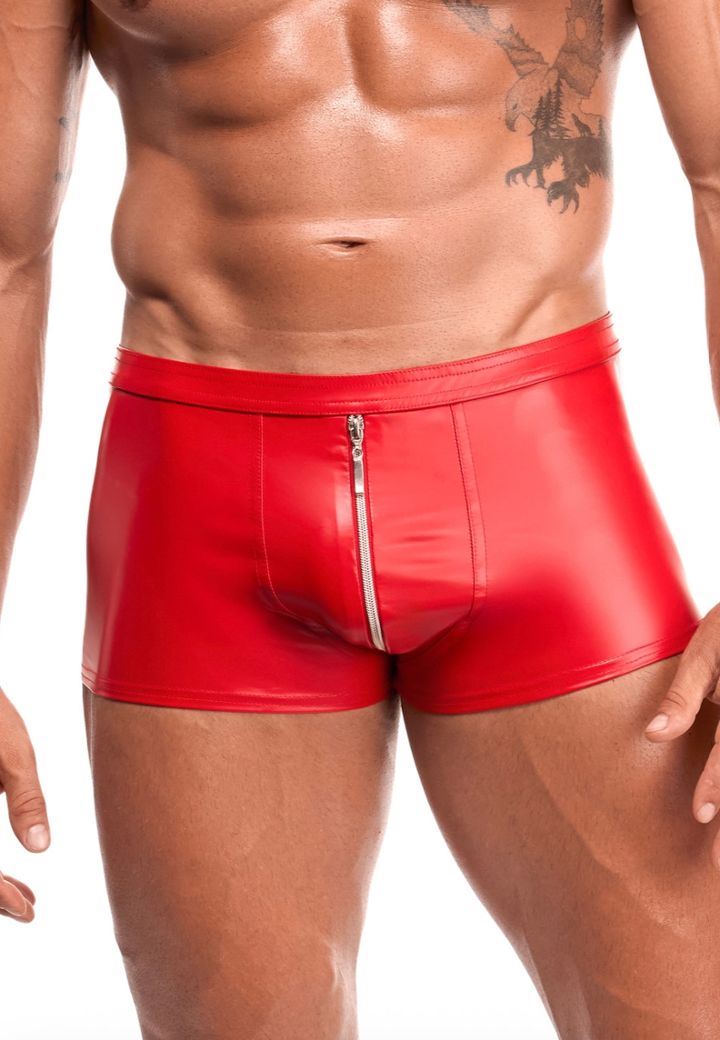 Short wetlook vermelho: fecho longo e ajuste segunda pele