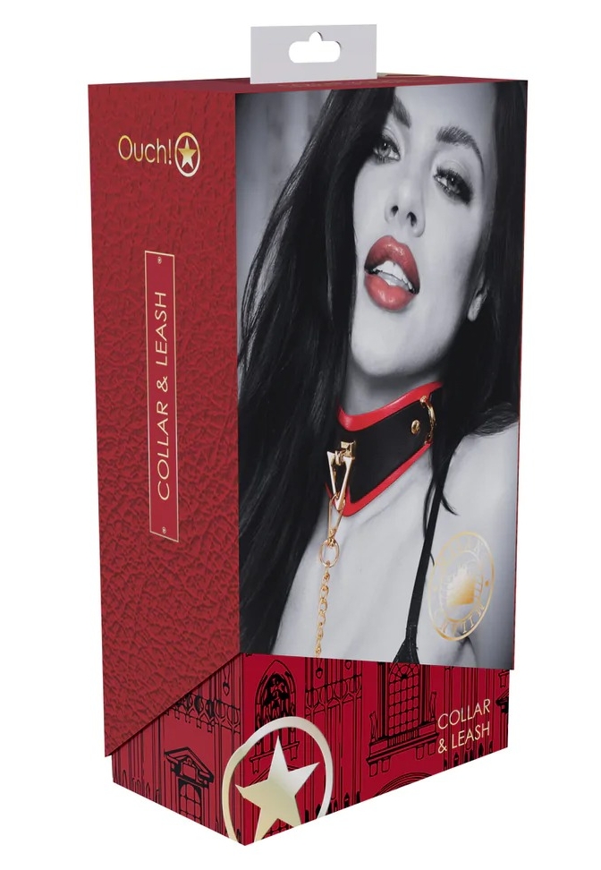 Set de collar y correa Milan - rojo, negro y Control Elegant