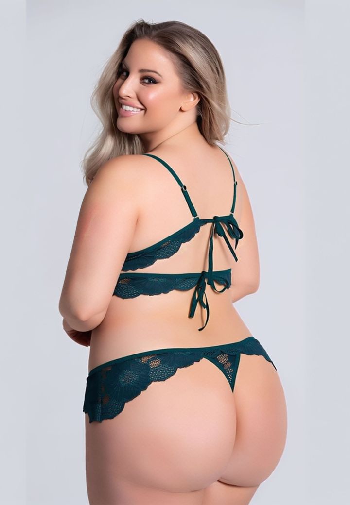 Ensemble lingerie grande taille soutien-gorge ouvert dentelle