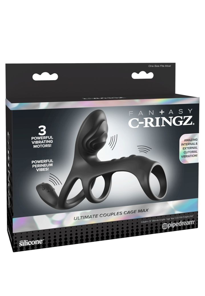 Gaine vibrante couple avec anneaux, triple moteur