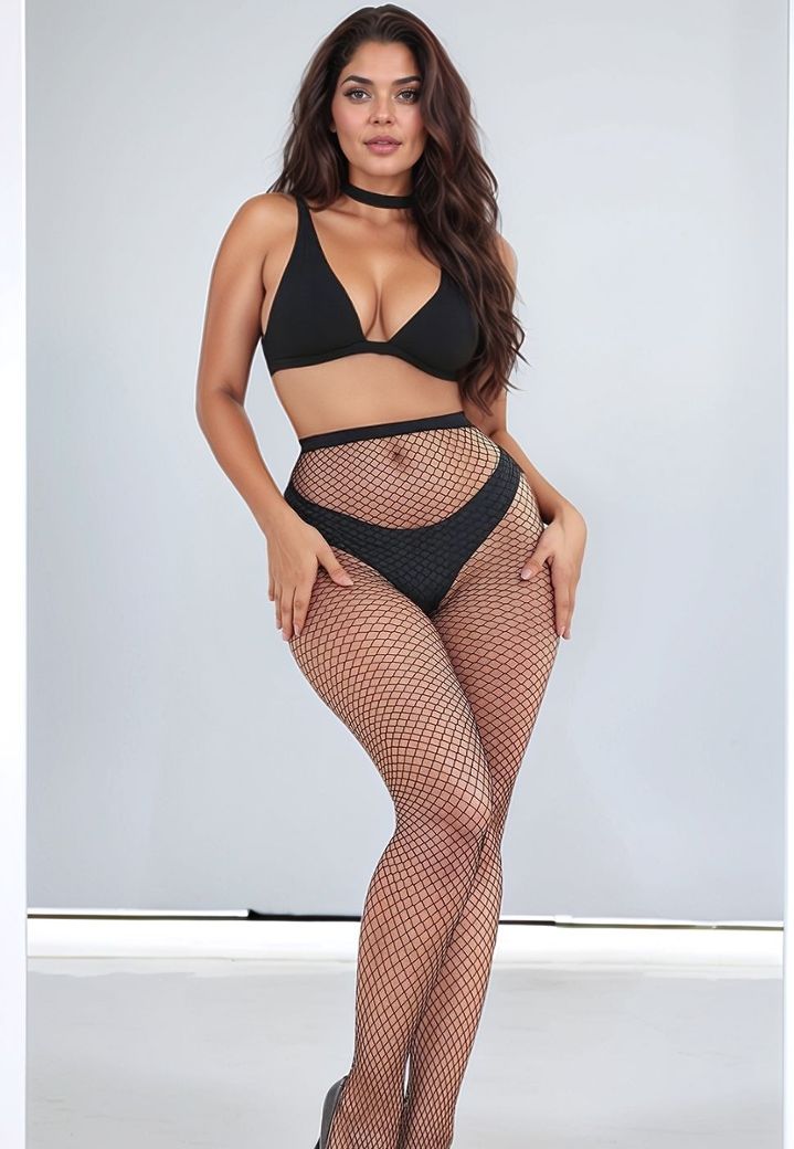 Panty de rejilla clásico: cintura reforzada y comodidad elástica