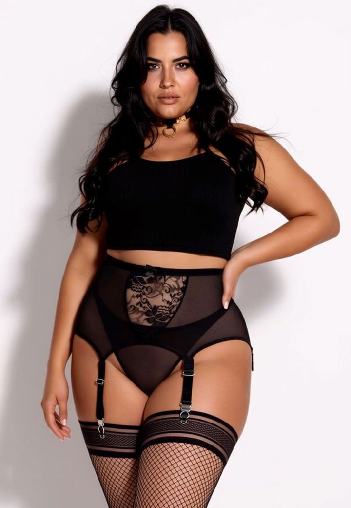 Jarretelgordel met 6 metalen clips en tanga